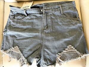 Distressed Ripped Jean Shorts - Tag 4XL (Fits US M/L 10-12) 4" Inseam (see pics)